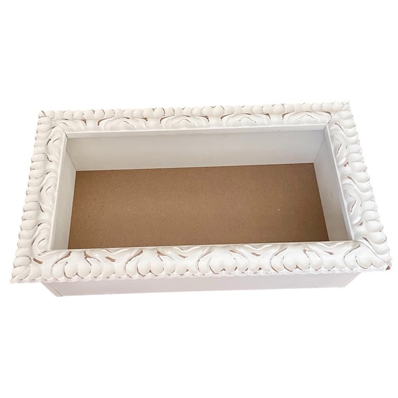 Hobby Lobby White Distressed Ornate Wood Composite Box Wall Frame Shelf - Picture 7 of 16